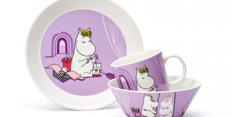 Moomin plate 19cm bowl 15cm mug 03L Snorkmaiden lila group